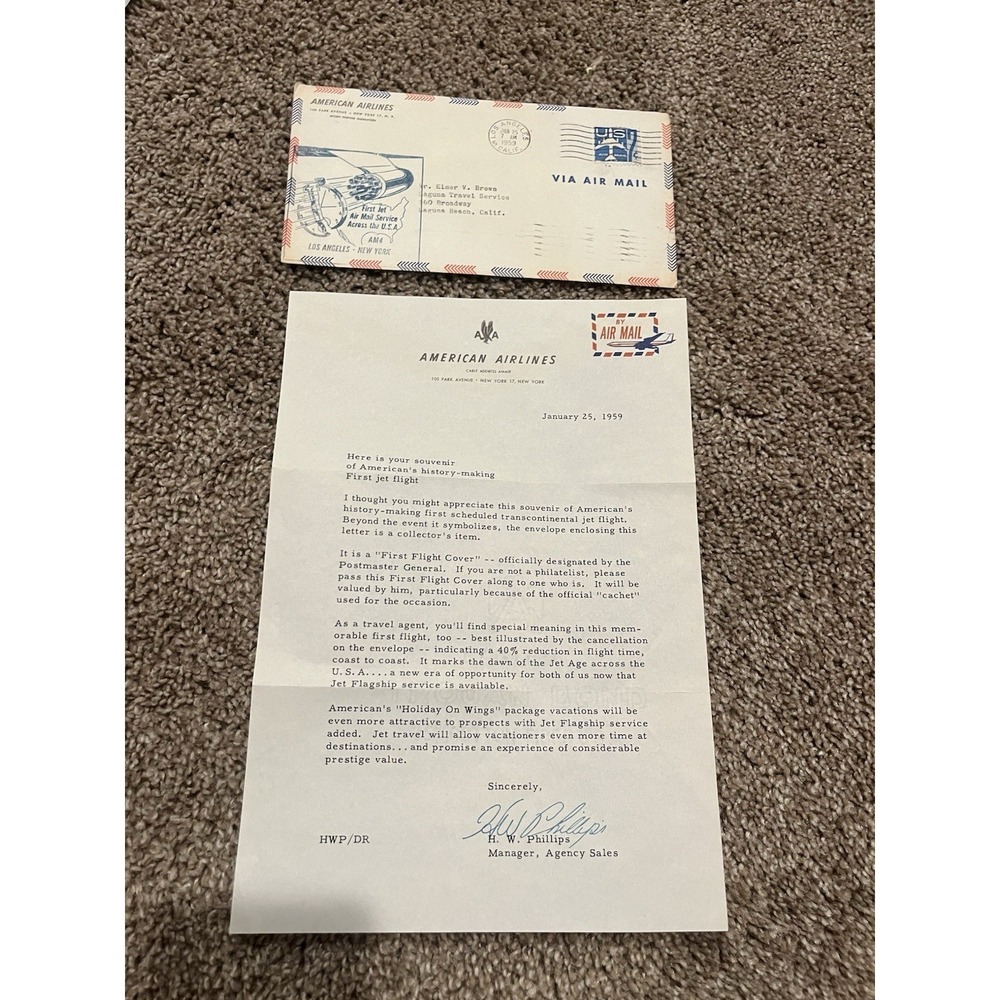 vintage American Airlines "First Flight Cover" Letter